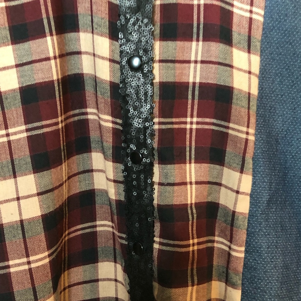 BCBGeneration Sequin Plaid Button Down‎ - image 2